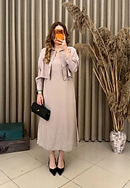 Tensel Kumaş Gömlekli Elbise Takım Taş