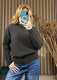 BISIKLET YAKA YUMUSAK DOKULU BASİC TRIKO KAZAK KAHVE