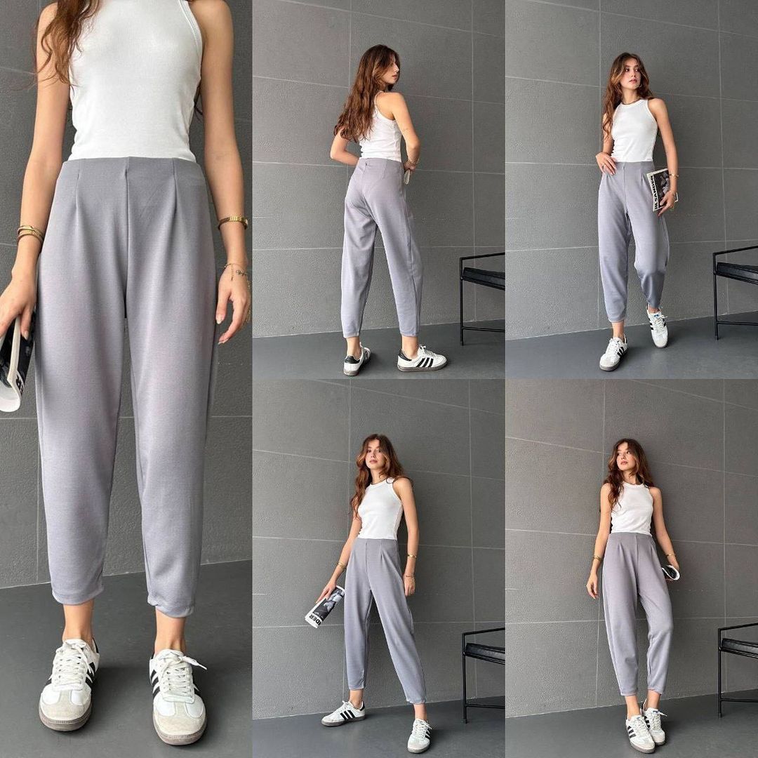 AÇIK GRİ ZRA MARKA BELİ LASTİKLİ BALON PANTOLON