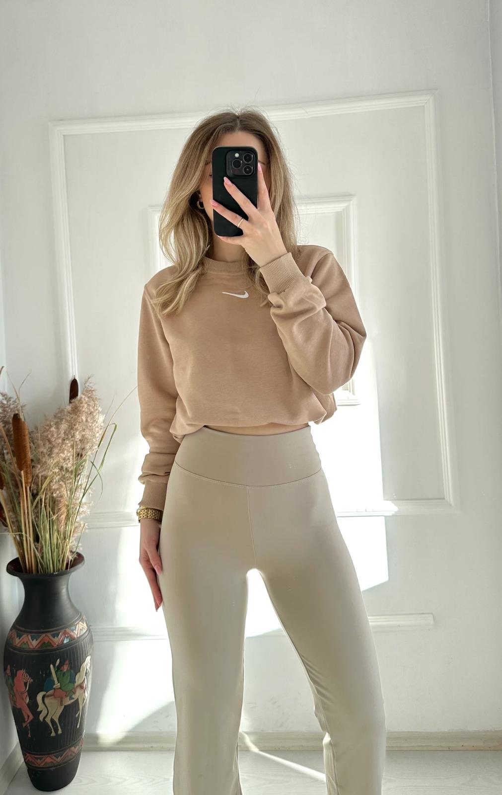 Oysh Toparlayıcı Şardonlu İspanyol Paça Bej Tayt