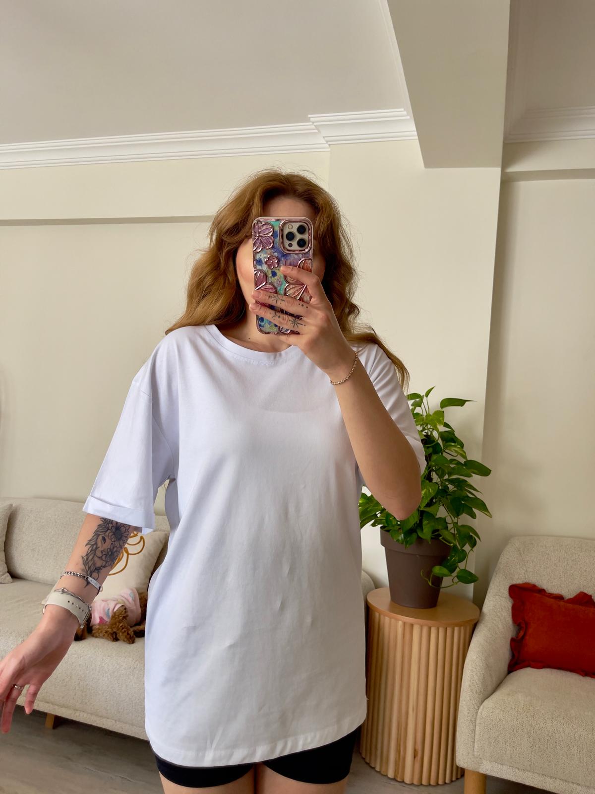 Zra Marka Oversize Beyaz T-shirt