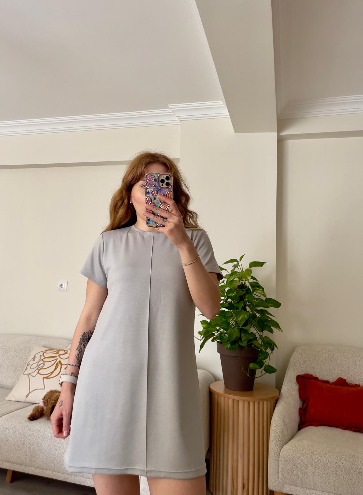 Oysh Modal Gri Elbise - Tunik