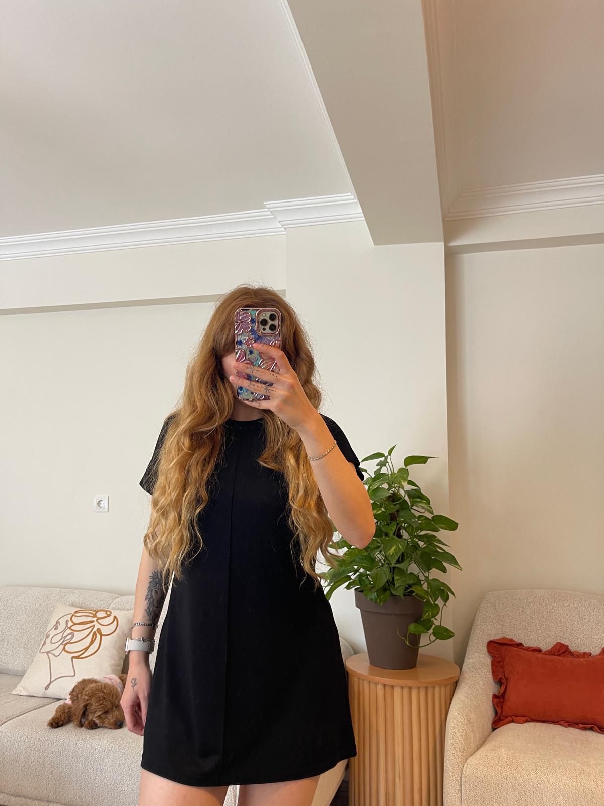 Oysh Modal Siyah Elbise - Tunik