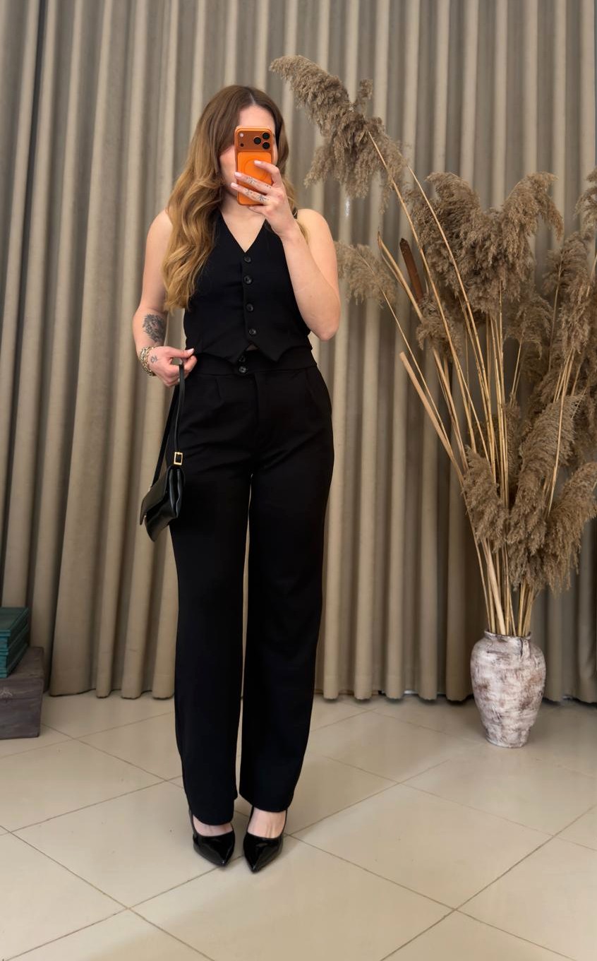 Pantolon Yelek Takım Siyah